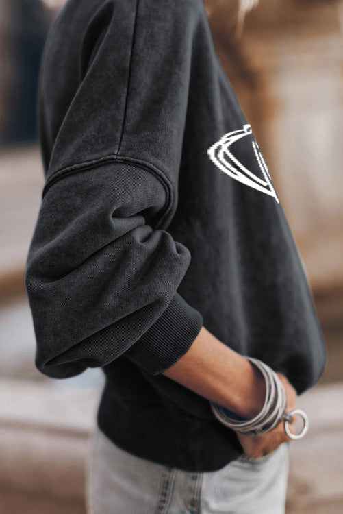 Black Football Game Day Graphic Pullover Sweatshirt