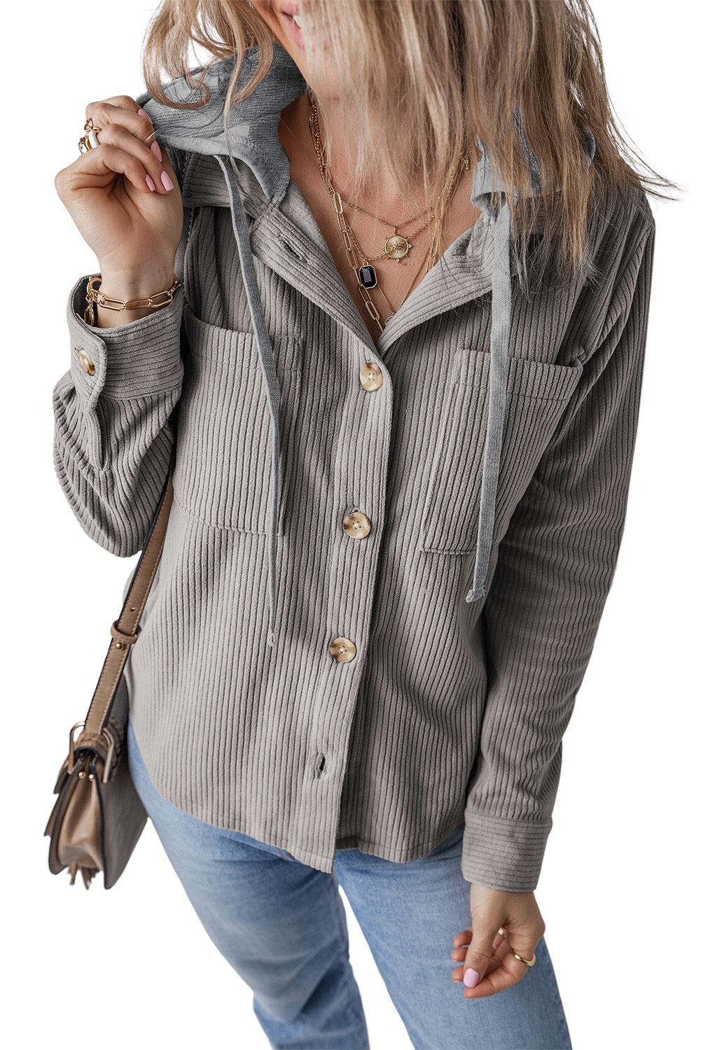 Hooded Corduroy Shacket