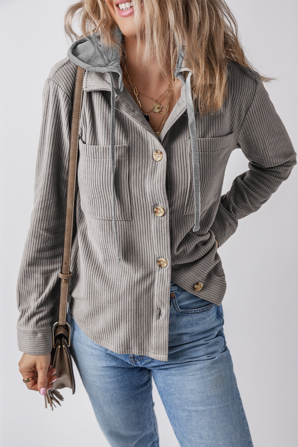 Hooded Corduroy Shacket