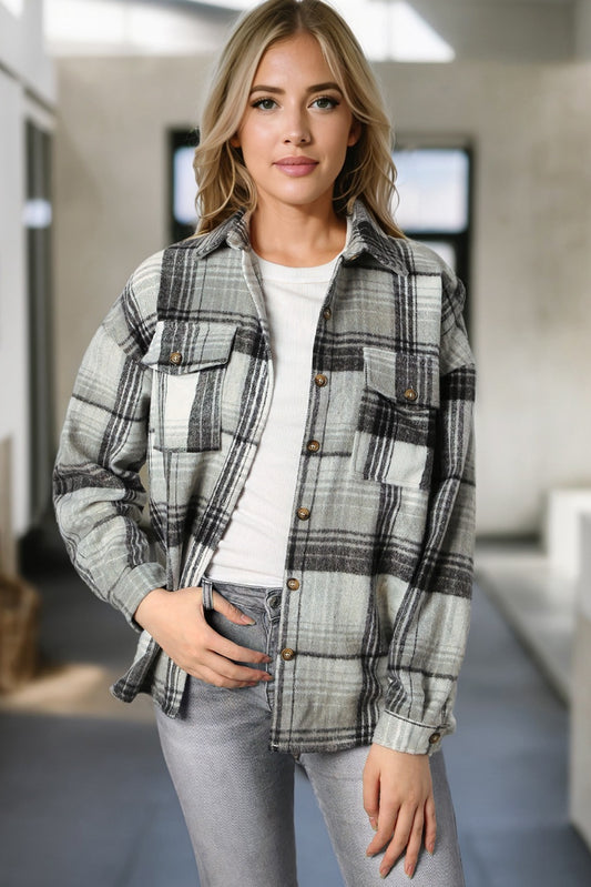 Plaid button down jackets