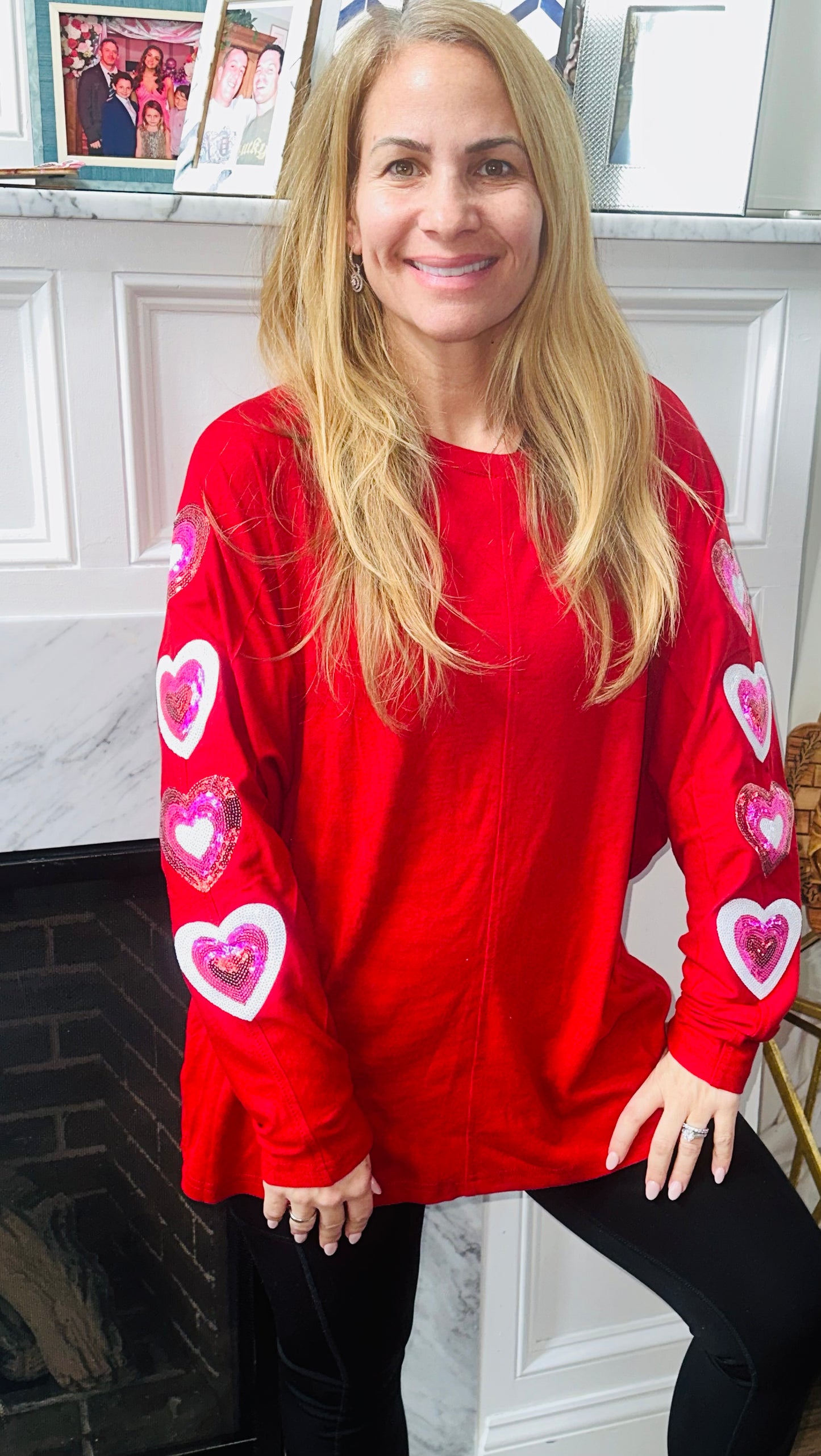 Sequin Heart Arm Love Top