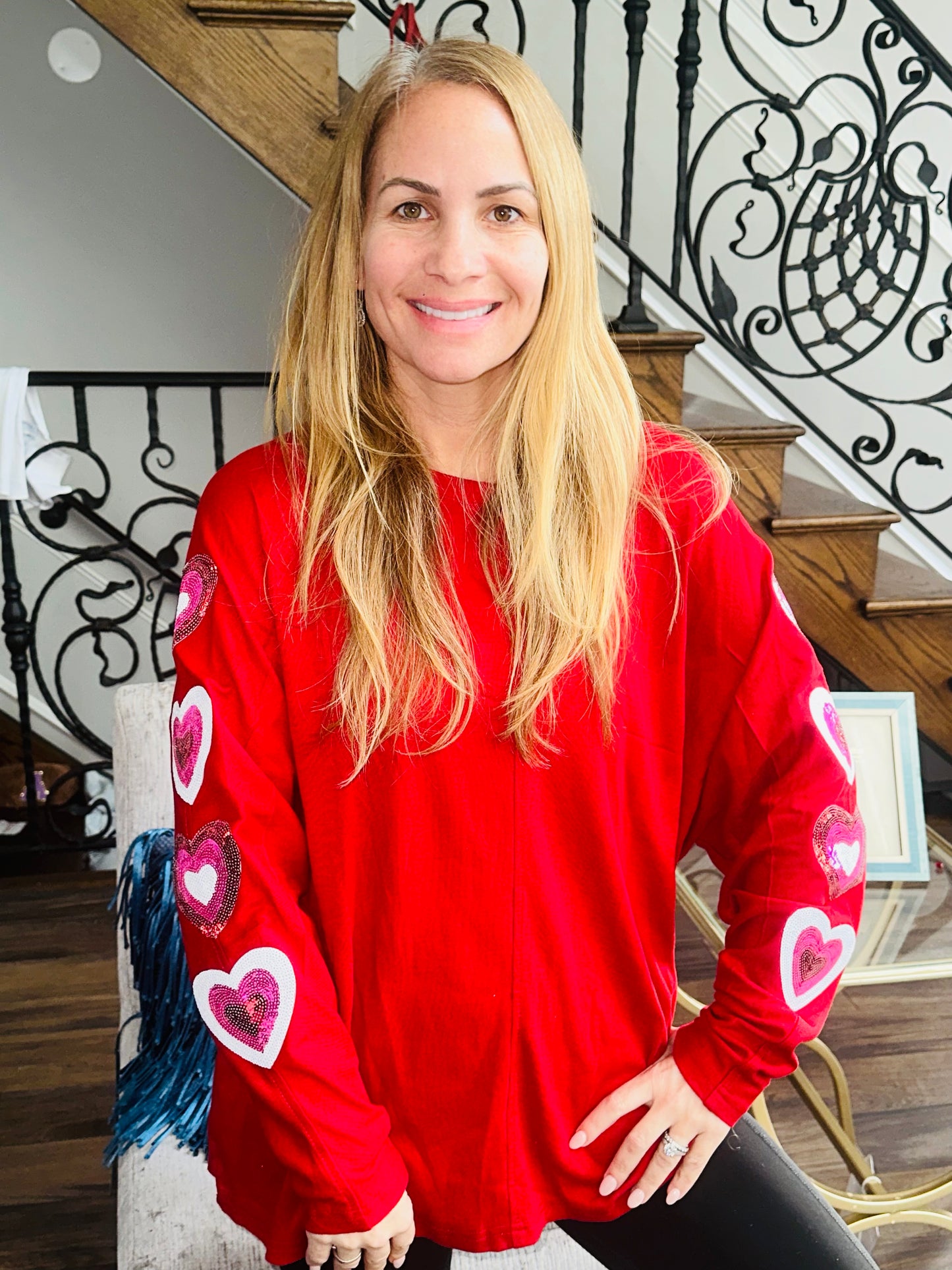 Sequin Heart Arm Love Top