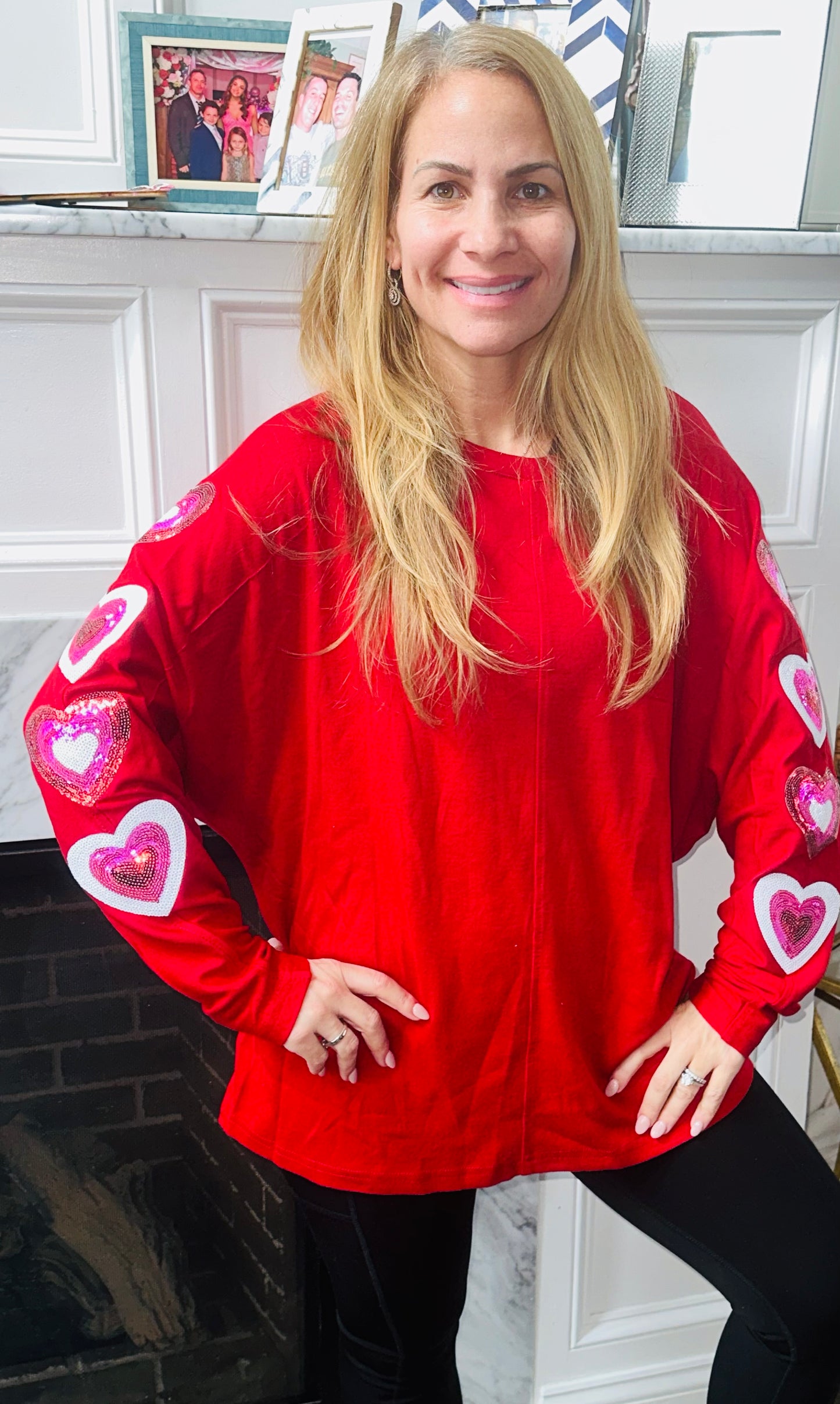 Sequin Heart Arm Love Top