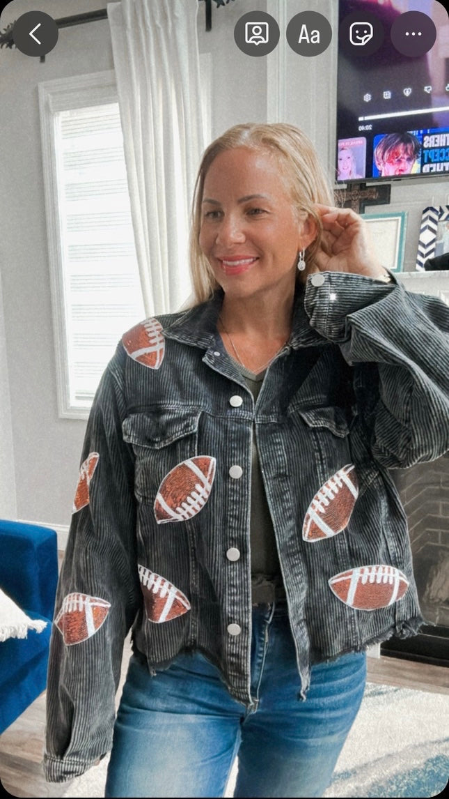 Football sequin patch jacket