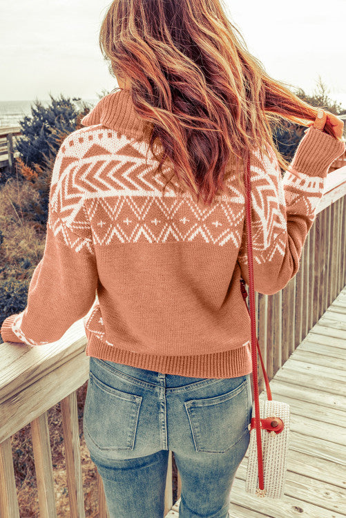 Aztec Knit Half Zip Sweater