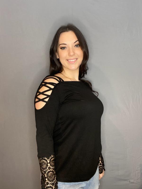Black lace detail top