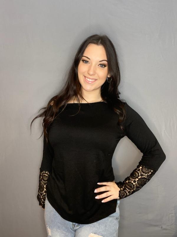 Black lace detail top
