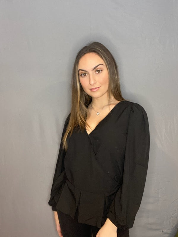 V neck blouse with belt