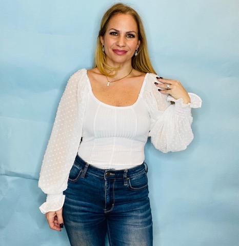 White Sheer arm bodysuit