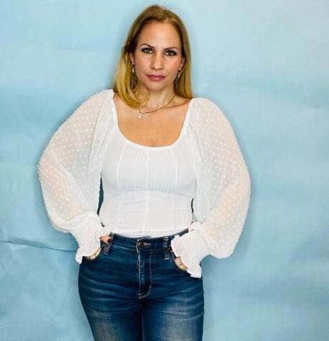 White Sheer arm bodysuit