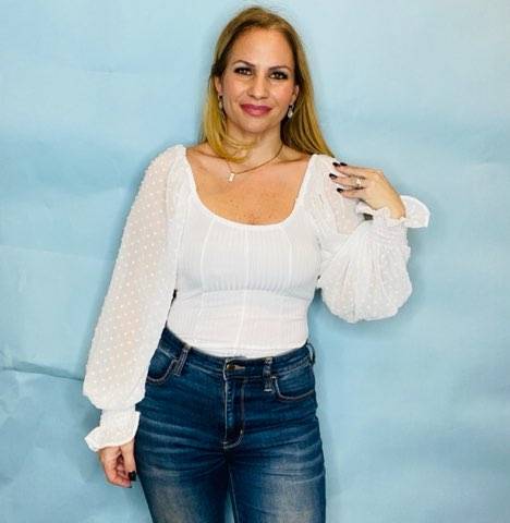 White Sheer arm bodysuit