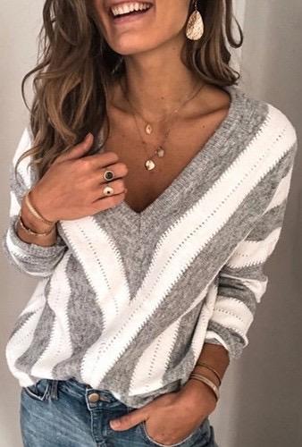 Striped V-Neck Top