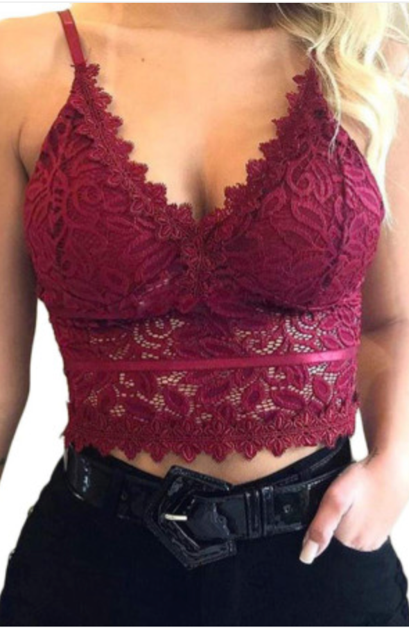 Deep V Lace Bralette Crop Top