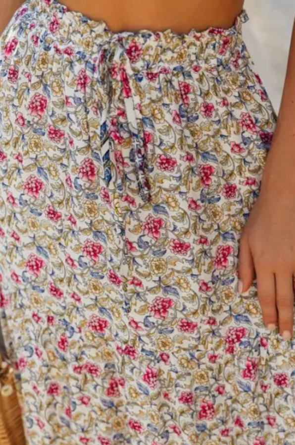 Boho Floral Print Maxi Skirt