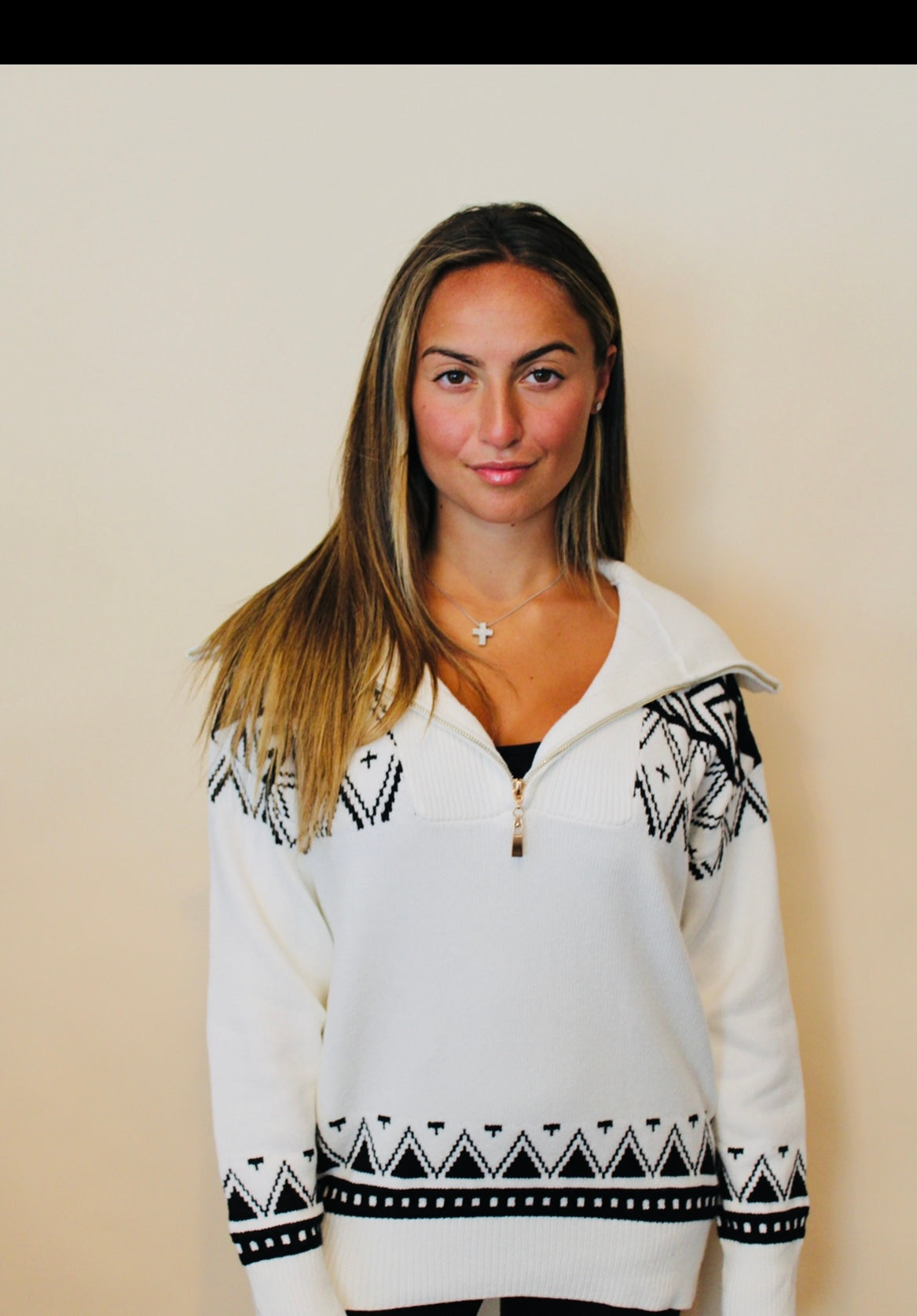 Aztec Knit Half Zip Sweater