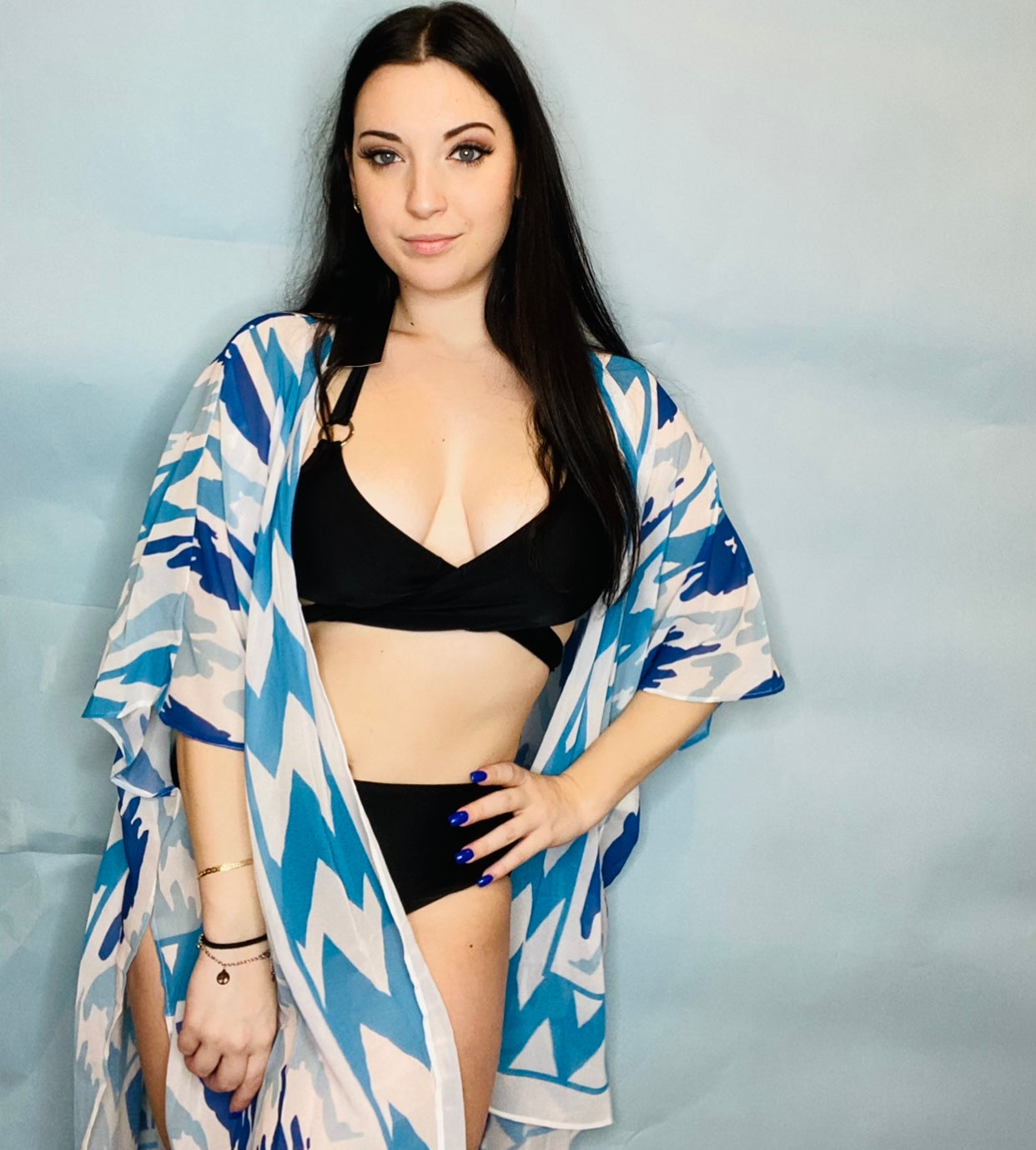 Sky blue Kimono Cover Up