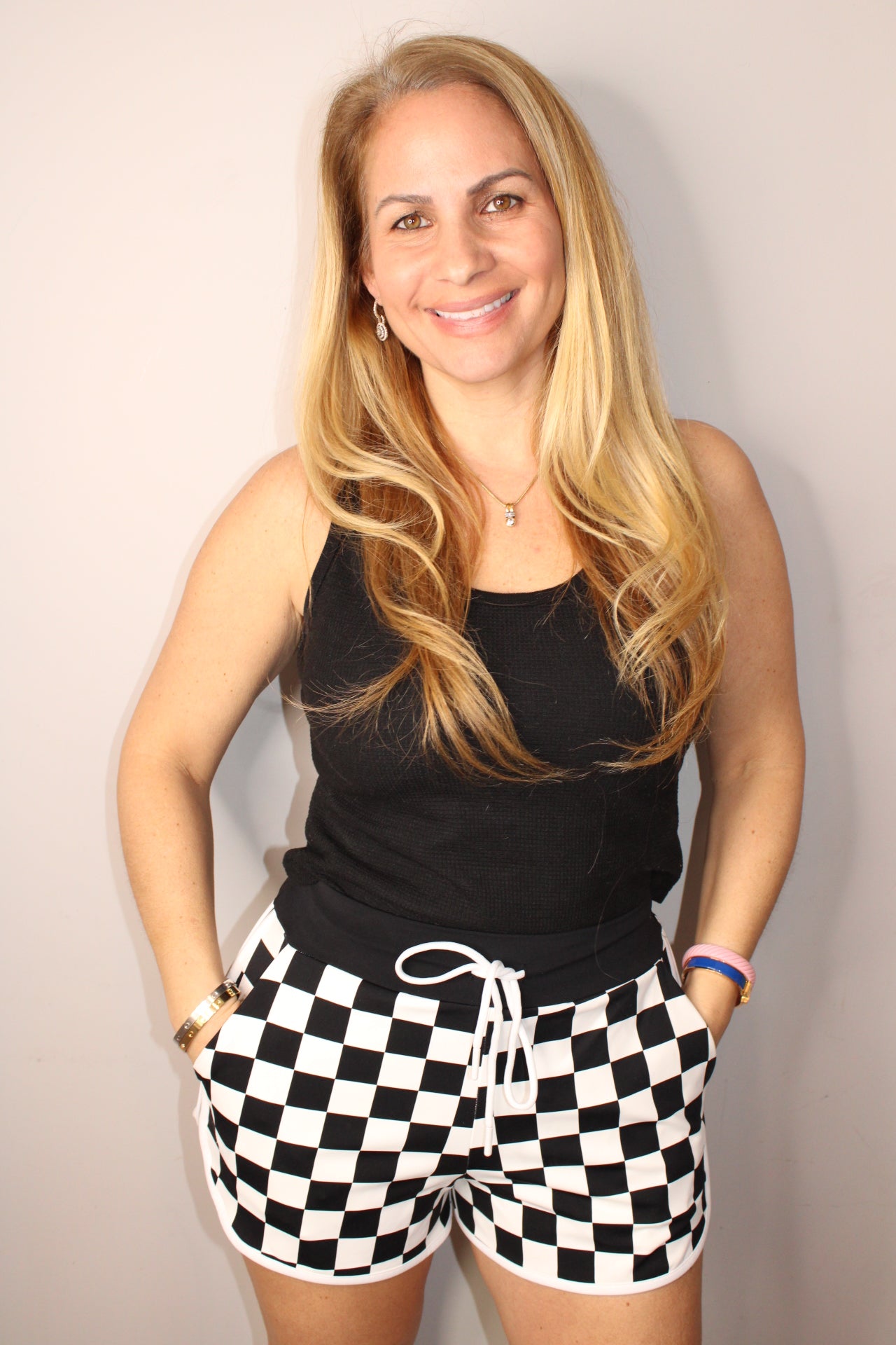 Checker Drawstring Shorts