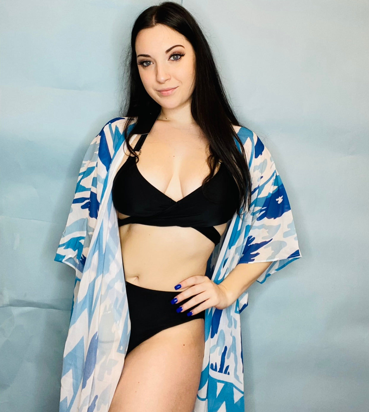 Sky blue Kimono Cover Up