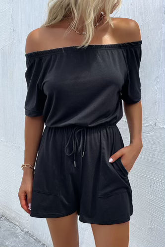 Black Drawstring Romper