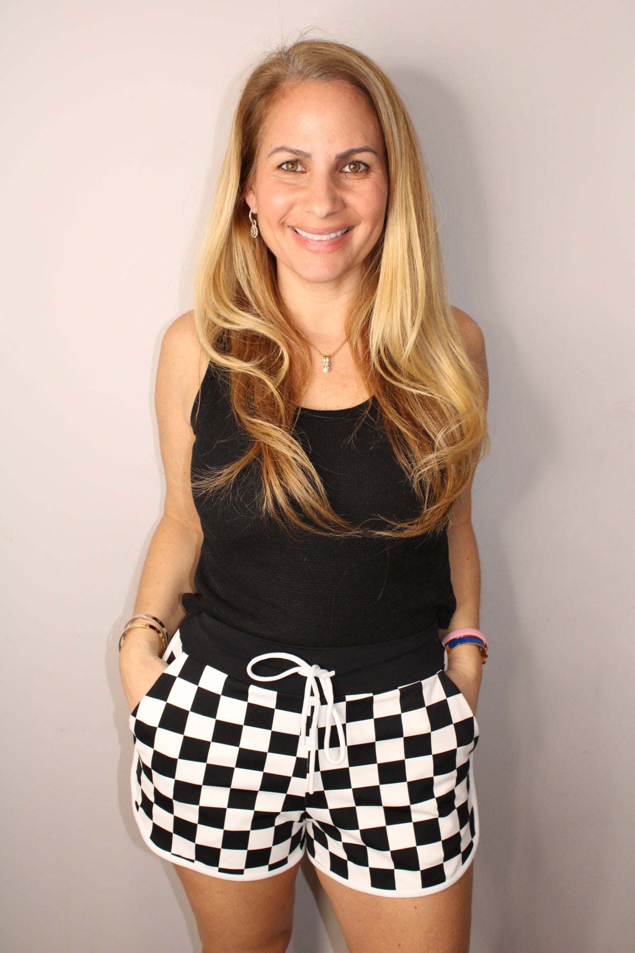 Checker Drawstring Shorts