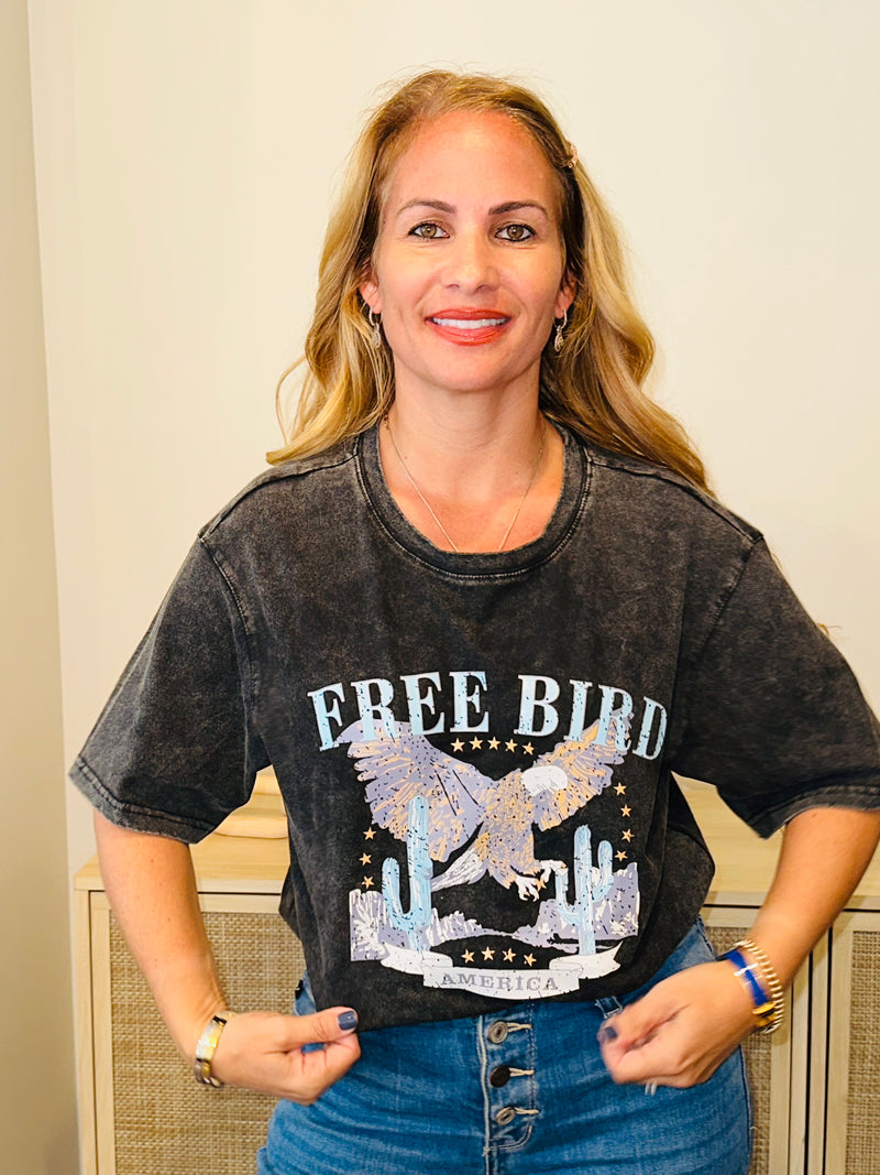 Western free Bird America graphic T-shirt