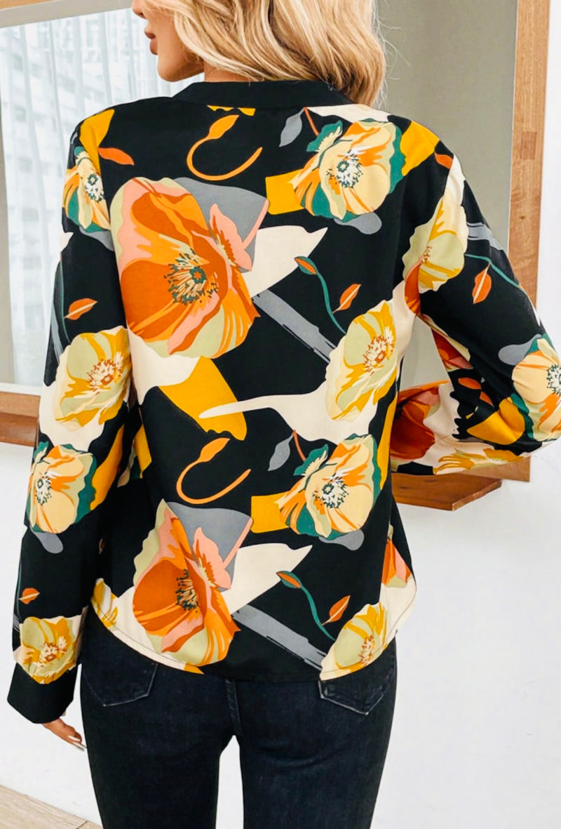 Floral print long sleeve blouse