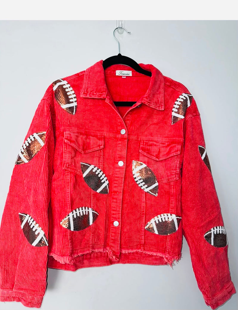 Football sequin patch jacket