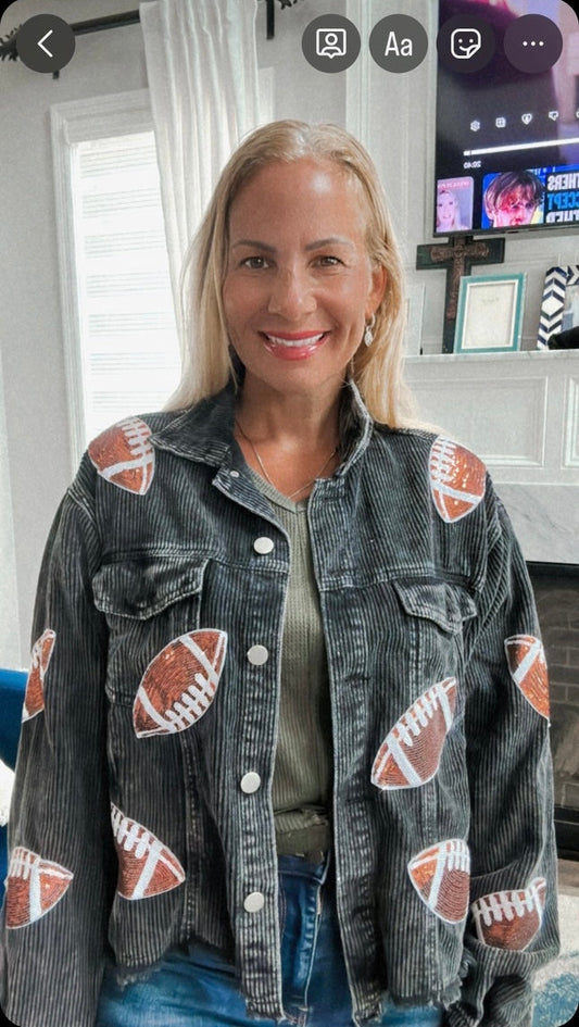 Football sequin patch jacket