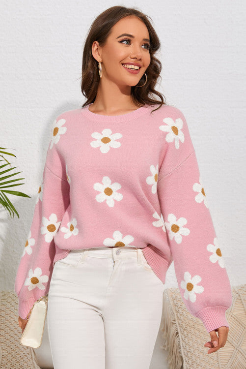 Floral knit sweater