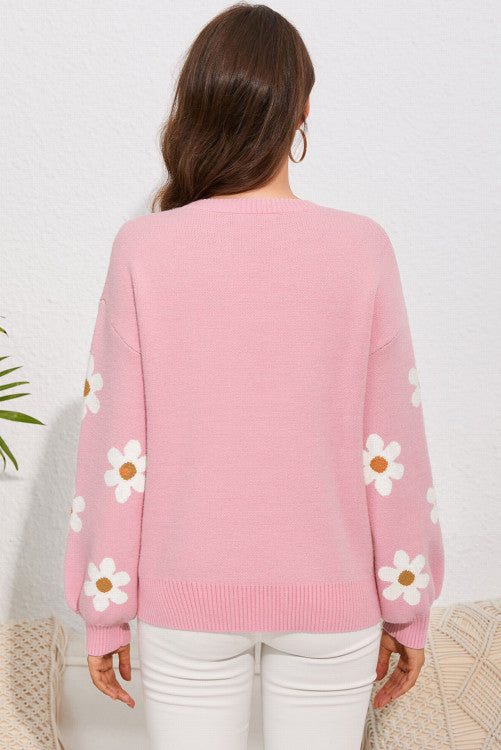 Floral knit sweater