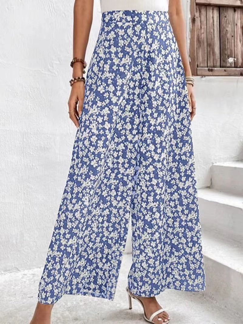 Wide leg floral print pants