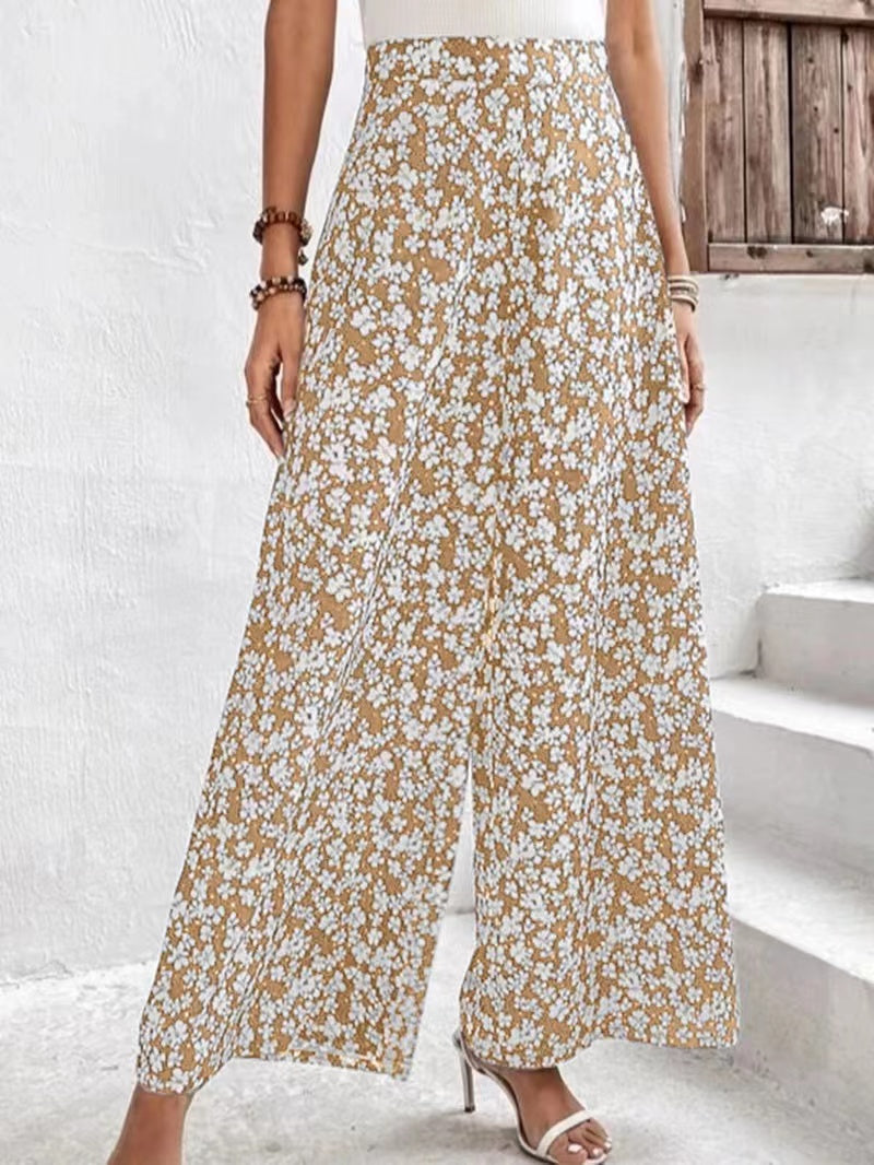 Wide leg floral print pants