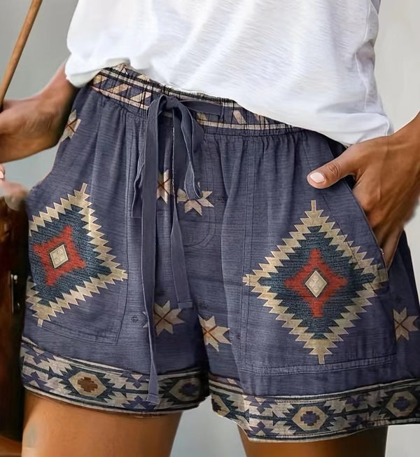 Aztec shorts with a tie at waist