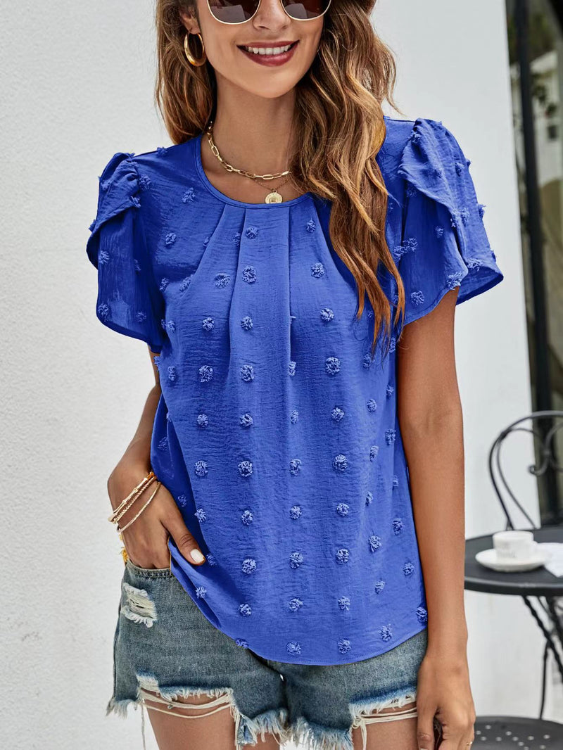 Dotted short sleeve blouse
