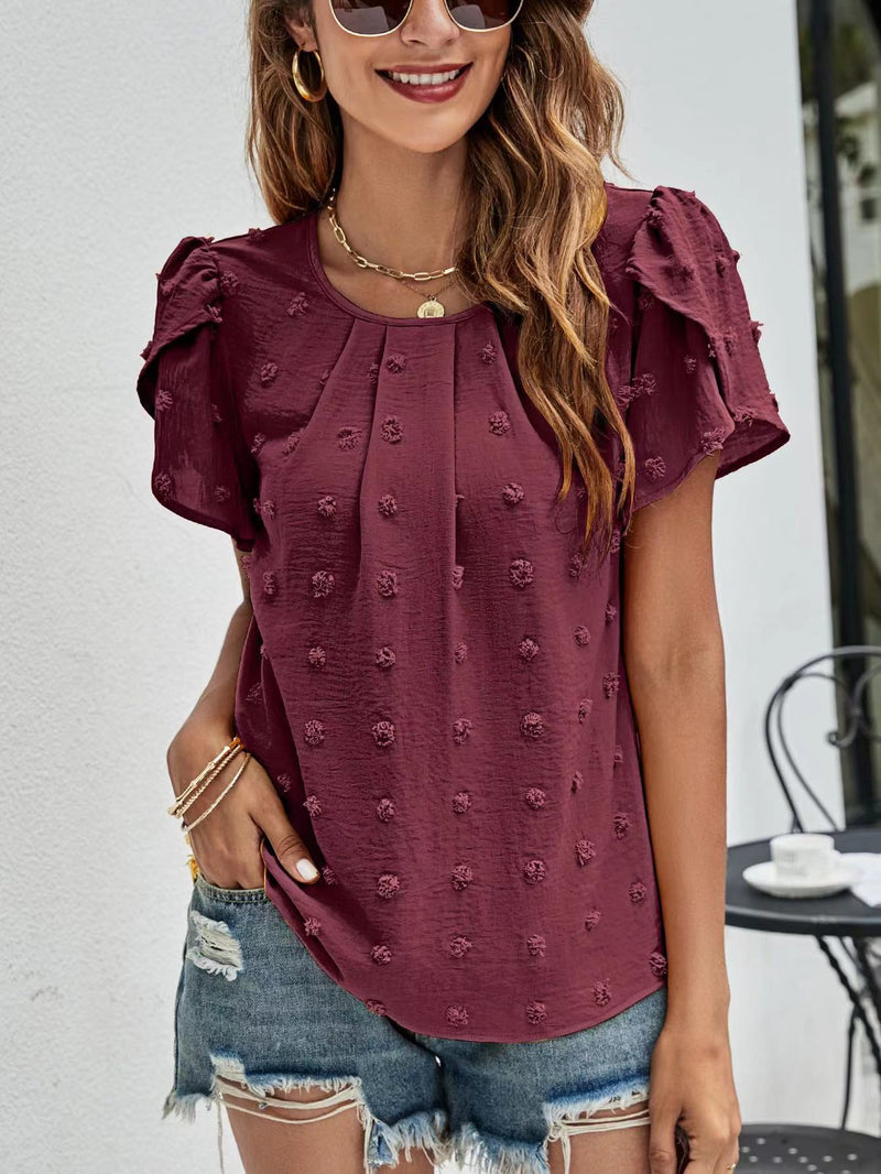 Dotted short sleeve blouse