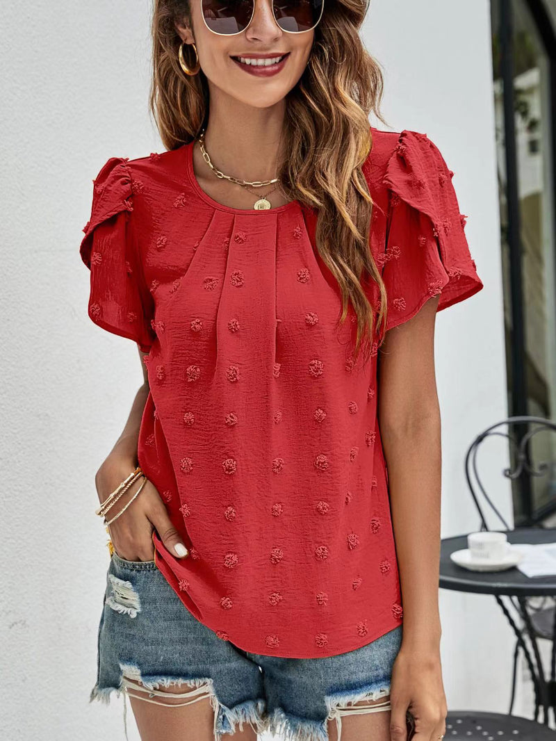 Dotted short sleeve blouse