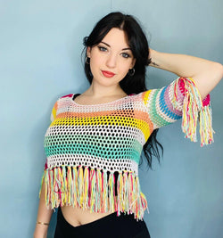 Crochet multicolor top