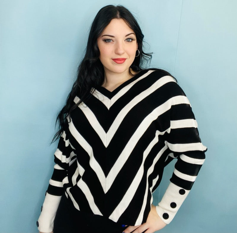 Off shoulder striped sweater
