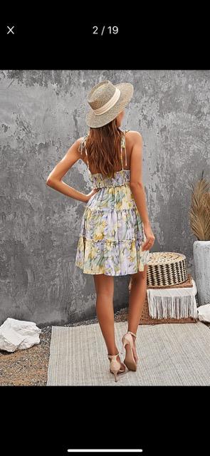 Tiered ruffle floral sun dress