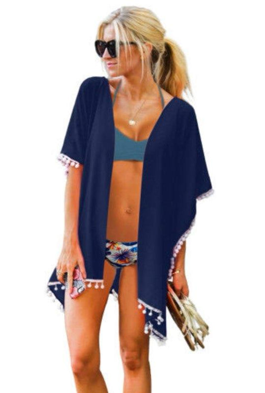 Pom Pom blue cover up