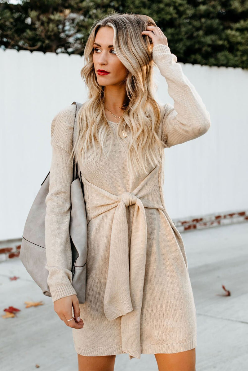 Sweater Dress with Front Tie