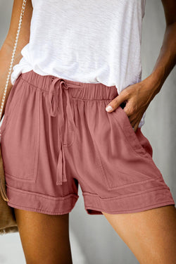 Pocketed Drawstring  Shorts