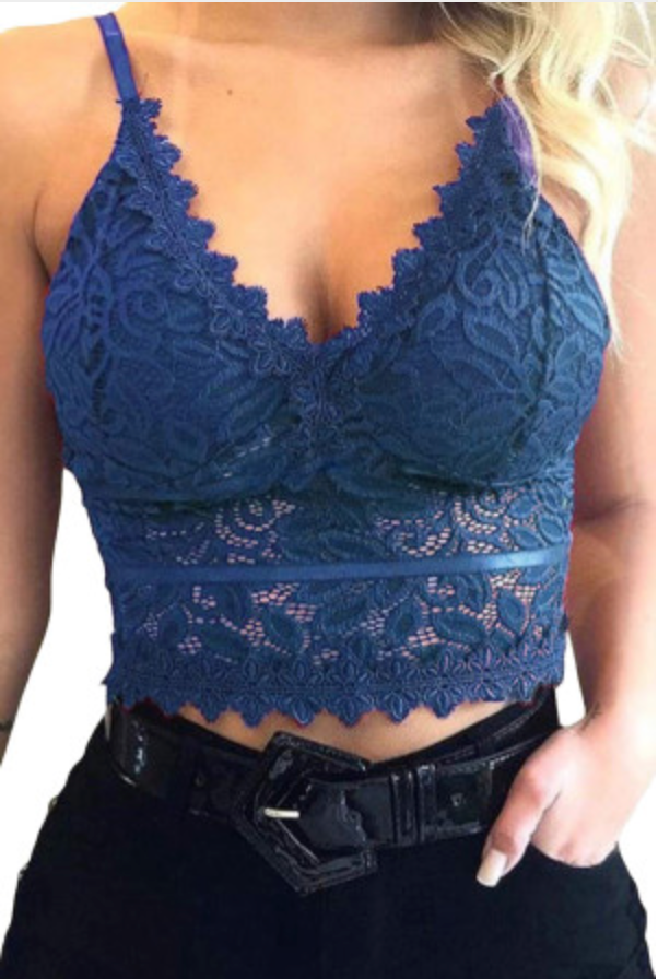 Deep V Lace Bralette Crop Top