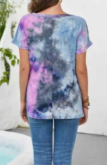Tie Dye Hollow Out Front Twisted Top