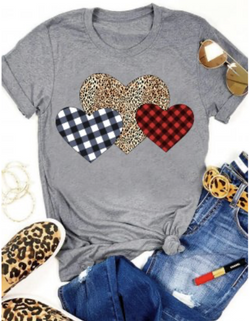 Plaid Leopard Heart Valentine's Day Top