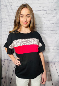 Leopard Colorblock Shirt