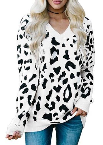 Leopard Pattern Pullover Sweater