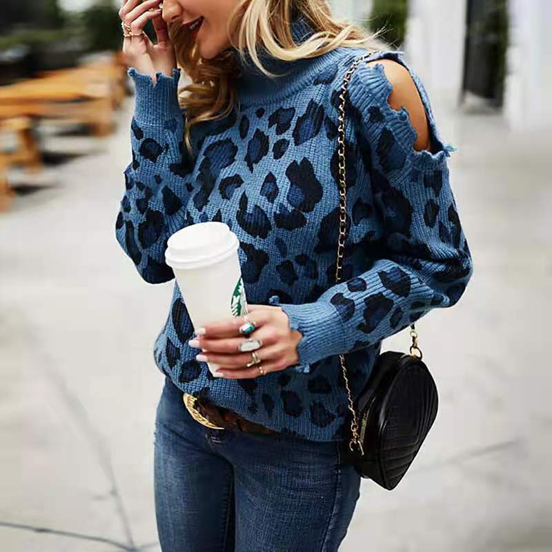 Blue Cold Shoulder sweater