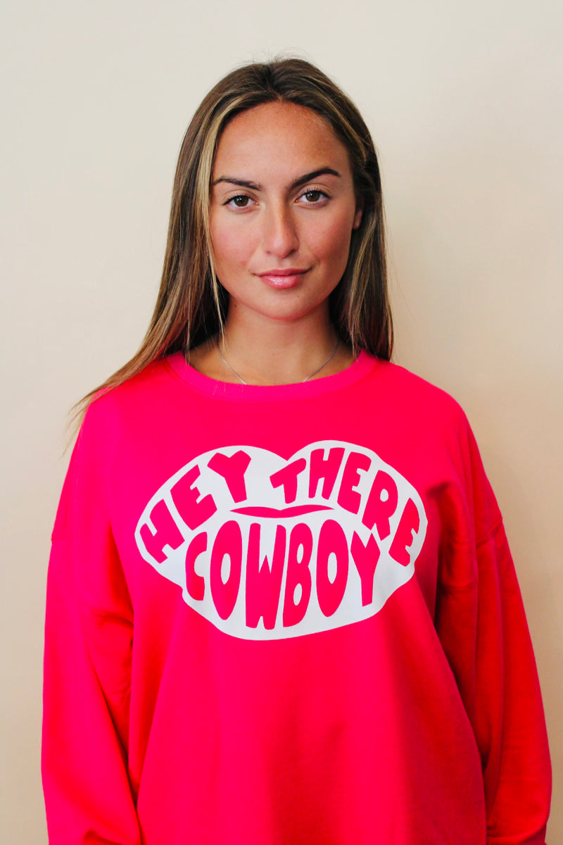 HEY THERE COWBOY Graphic Oversize Top