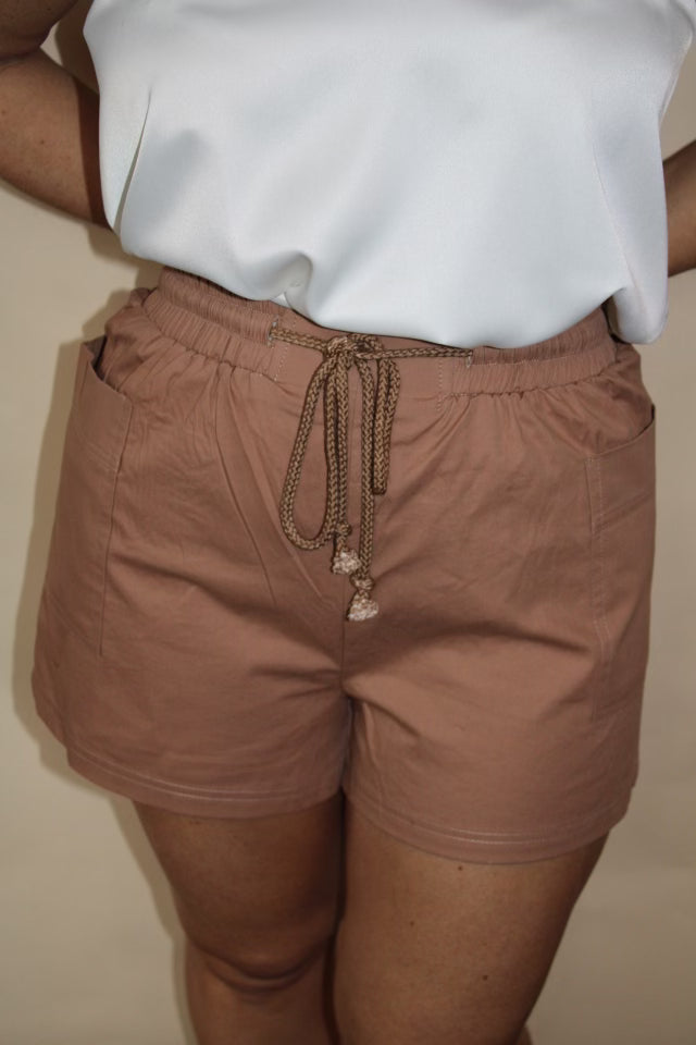 Brown Drawstring Casual Shorts